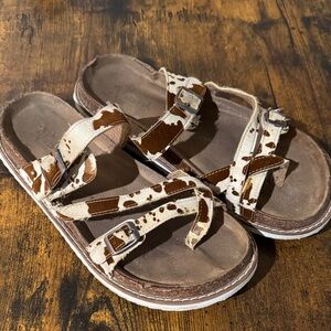 Natural Reflections Cow Print Sandals
